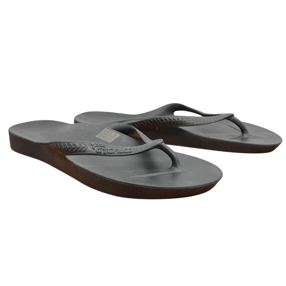 Archies Arch Support Sandals Flip Flops Men SZ 12 Women 13 Black Orthotic Travel